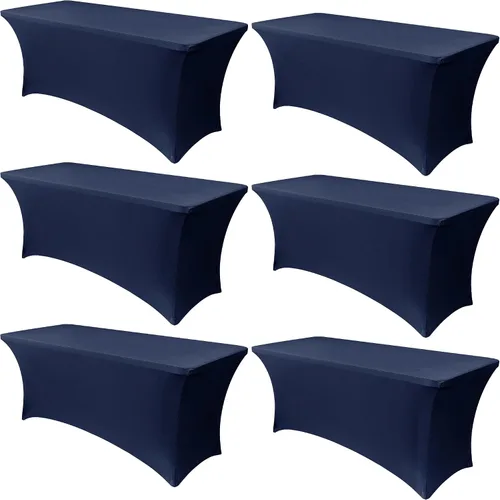 Vista 16 de Obstal Paquete de 6 Fundas de Mesa Elásticas de Spandex para Mesas de 6 Pies - Mantel Rectangular Universal Ajustado de 6 Pies Protector para Bodas
