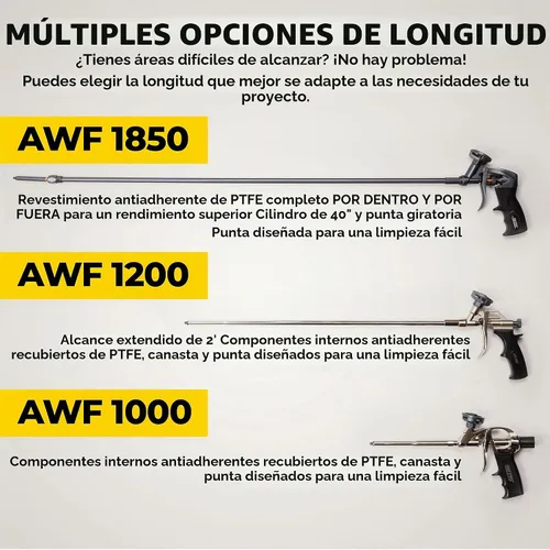 Vista 8 de AWF PRO Pistola de espuma en aerosol con boquilla de 40 pulgadas de largo