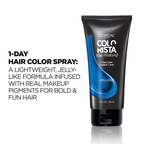 Vista 2 de L'Oreal Paris - Maquillaje temporal para el cabello de 1 día para morenas, azul 60, 1 onza líquida