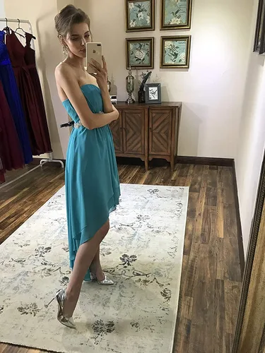Vista 8 de Vestidos de dama de honor sin tirantes para mujer, con escote corazón, vestidos de fiesta de boda