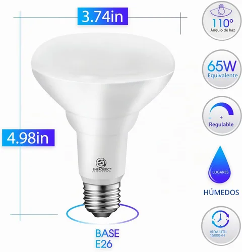 Vista 2 de Energetic - Paquete de 20 bombillas LED empotrables BR30 de 650 lúmenes Luz diurna 5000k-650lm