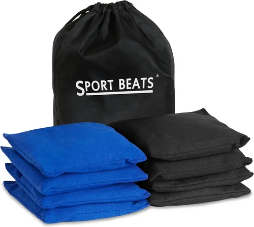 Vista 13 de SPORT BEATS Juego de 8 Bolsas de Cornhole de Peso y Tamaño Reglamentario Incluye Estuche de Transporte Negro y naranja