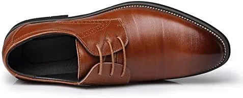 Vista 5 de Zapatos de vestir con punta degradada para hombre, zapatos Oxford formales puntiagudos con cordones, traje de negocios, zapatos de esmoquin