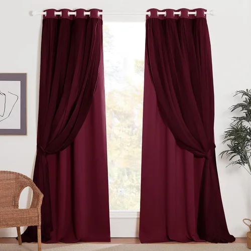 Vista 11 de NICETOWN Cortinas opacas para cuarto de bebé, dormitorio, sala de estar, cortinas opacas aplastadas de 84 pulgadas de largo, cortinas de granja
