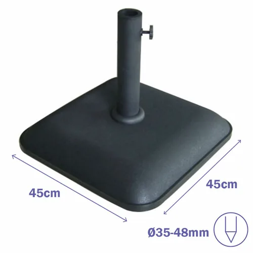 Vista 3 de Marbueno Base Sombrilla Cuadrada Cemento 45X45X7,3 cm 25KG Negro Jardin, Piscina y Terraza 10458