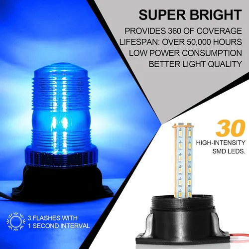 Vista 2 de eTzone 30 luces LED para carretilla elevadora, luces estroboscópicas azules de emergencia 360 luces intermitentes de advertencia 30 W DC10-110