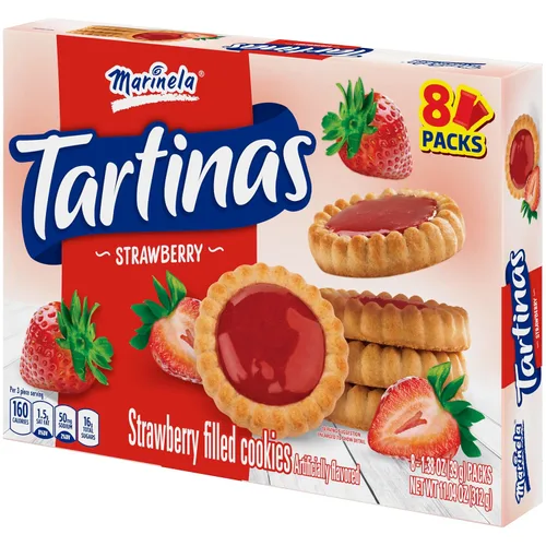 Vista 6 de Marinela Tartinas Fresa Galletas rellenas de fresa, sabor artificial, 8 paquetes, 14.08 onzas