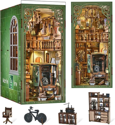 Vista 10 de CCCDF Kit de rincón de libros, rompecabezas de madera 3D para adultos, adolescentes, kit de bricolaje en miniatura para casa de muñecas, soporte
