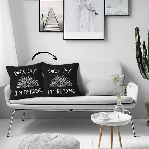 Vista 3 de HIWX Funda de almohada decorativa con texto en inglés "I I'm Reading Book", funda de almohada decorativa con diseño de flores de libro de arte Negro