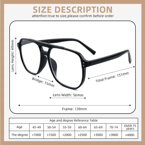 Vista 4 de Gafas de lectura de gran tamaño para mujeres y hombres, bisagra de resorte retro con luz azul