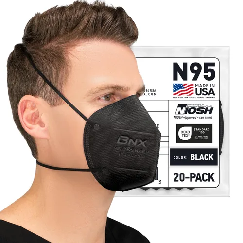 Vista 5 de AccuMed BNX N95 Máscara Negra FABRICADA EN EE.UU. Respirador de Partículas Máscara Facial Protectora