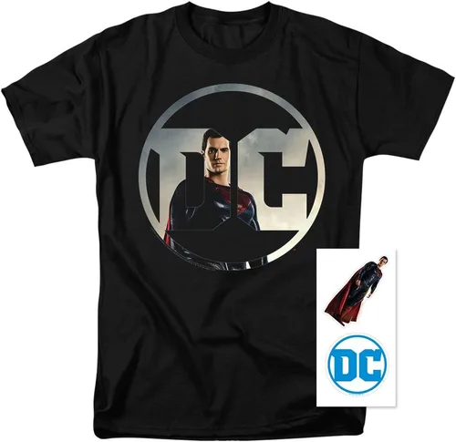 Vista 2 de Popfunk Camiseta y pegatinas clásicas con el logotipo de Superman de la Liga de la Justicia