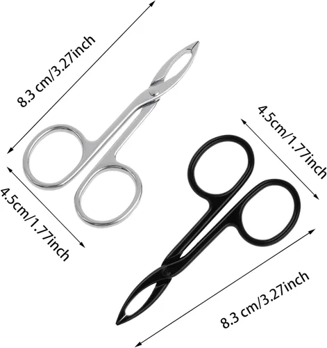 Vista 2 de WLLHYF 2 piezas de tijeras para cejas, pinzas con mango de punta recta, removedor de tijeras para cejas, cabello facial, cuidado de las cejas