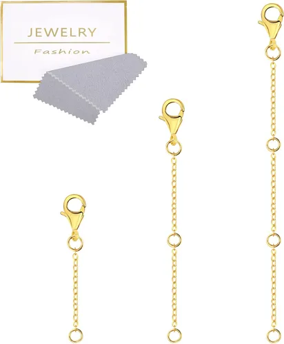 Vista 10 de Extensores de collar de oro, extensores de cadena de oro de 14 quilates con cierre de langosta, cadenas de extensión de collar, pulsera y tobillera