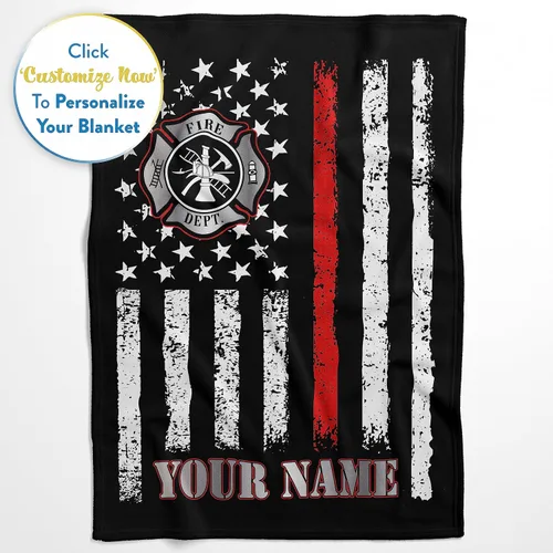 Vista 4 de Manta de bombero personalizada acogedora Manta personalizada para cama infantil Decoración de dormitorio de bombero Manta de forro polar suave