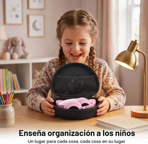 Vista 8 de PAIYULE Funda de auriculares para niños iClever para Riwbox CT-7S/CT-7, para auriculares de caramelo con oreja, funda protectora rígida con bolsillo