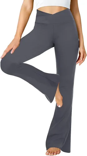 Vista 36 de ZOOSIXX Pantalones de yoga acampanados para mujer, leggings cruzados suaves con corte de bota