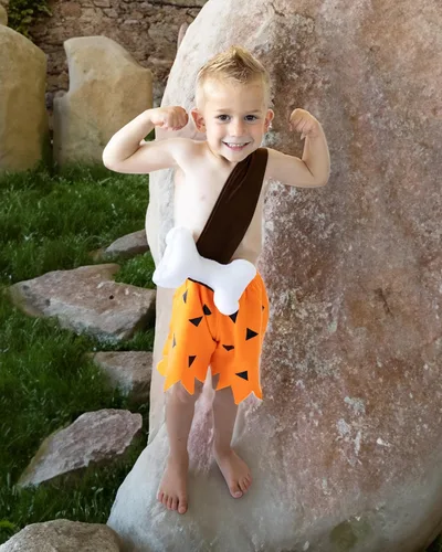 Vista 2 de Luke and Lulu Caveman Pebbles Bam Bam - Disfraz para niñas y niños pequeños