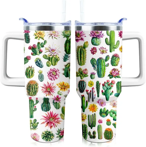 Vista 13 de Vaso de 40 onzas con asa y tapa con pajita a prueba de fugas Regalos inspiradores de cumpleaños del Día de la Madre para mujeres, hombres