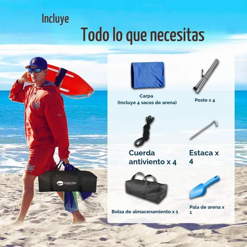 Vista 4 de EasierHike Tienda de campaña para playa, toldo de playa portátil de 10 x 10 pies, fácil de desplegar, refugio de protección solar UPF50+, resistente