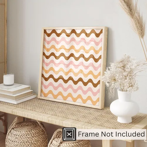 Vista 3 de Ethan Taylor Abstract Wall Art Prints Unframed Square Posters 'Retro 70s Hippie Chevron Pattern III' Retro Home Décor for Living Room, Bedroom
