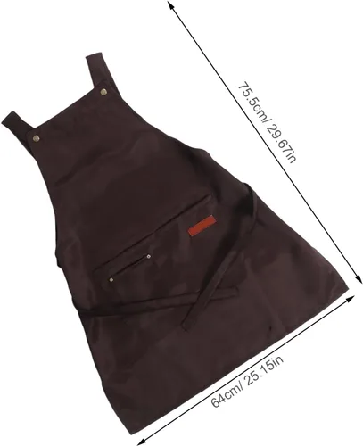 Vista 2 de Uonlytech Waterproof Commercial Bib Apron with Pockets Adjustable Unisex Work Apron for Kitchen Cooking Serving Coffee Shop Staff