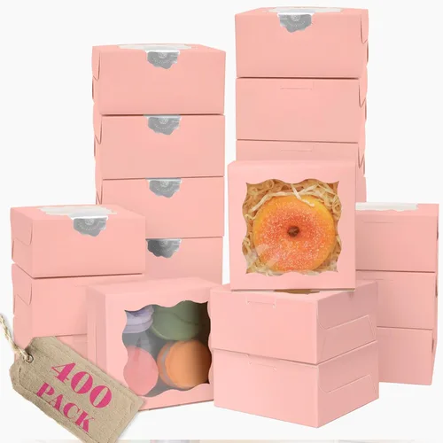 Vista 14 de Bakepacker 60 piezas Cajas para galletas negras de 6 x 6 x 3 pulgadas, fáciles de montar, cajas para macarrones y repostería con ventana para Negro