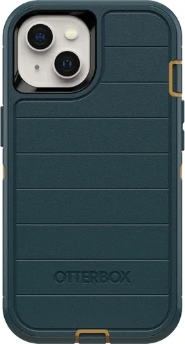 Vista 8 de OtterBox Defender Series - Funda resistente para iPhone 13 (no Mini/Pro/Pro Max), solo funda, embalaje no minorista, color morado feliz, con defensa