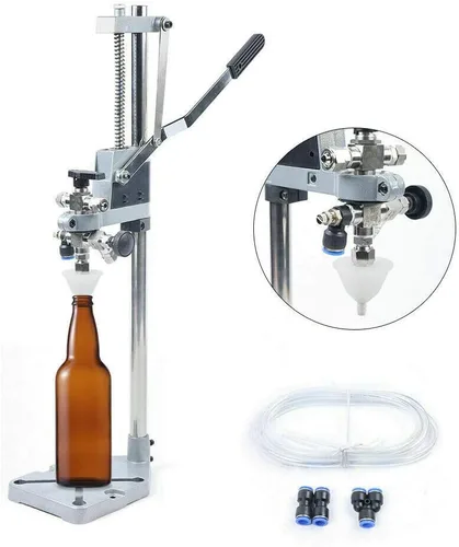 Vista 6 de YIYIBYUS Presión manual de botellas: llenado de botellas de contrapresión, llenado de botellas de cerveza de acero inoxidable/vino, máquina