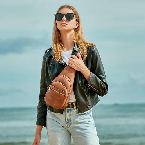 Vista 6 de VATAN Small Sling Bag for Women Leather Crossbody Bags Fanny Pack Crossbody Chest Bags Purse