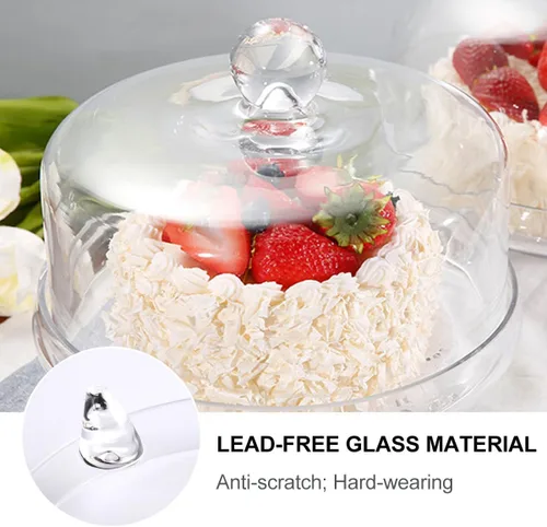 Vista 4 de Soporte de acrílico para pasteles con tapa de cúpula: soporte cubierto elegante para tartas con patas grande con cúpula uso como soporte, cubierta