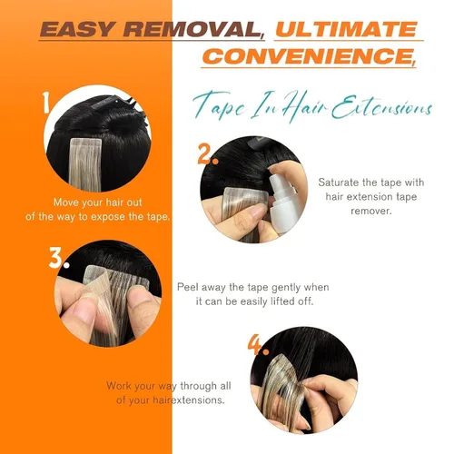 Vista 8 de Sunny Hair - Extensiones de cabello humano real para mujer, con cinta adhesiva invisible, Remy, color negro azabache, 12 pulgadas, 20 piezas
