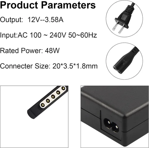 Vista 2 de Cargador adaptador de CA de 48 W 12 V 3.58 A para Microsoft Surface Pro 2 Surface Pro 1 Surface RT, no para suface Pro5 Pro4 Pro3 GO GO2 GO3