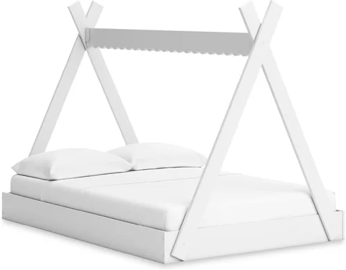 Vista 16 de Signature Design by Ashley Hallityn - Cama de plataforma casual de doble panel, no necesita base o somier, color blanco