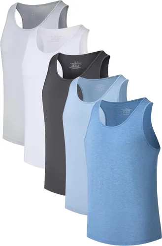 Vista 20 de COLORFULLEAF Camisetas sin mangas de rayón de bambú para hombre, camisetas sin mangas elásticas con cuello redondo (1 o 3)