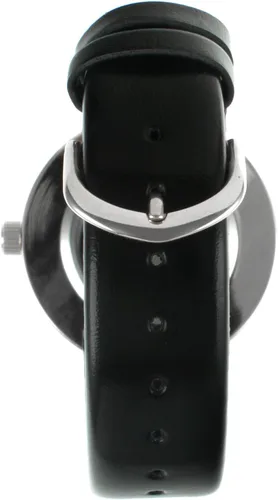 Vista 4 de Peugeot 3041SBK Reloj elegante, con correa negra fina, con diamantes auténticos y circonita cúbica, redondo y plateado, para mujer.