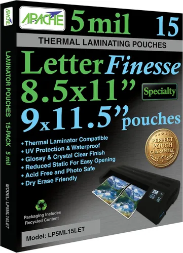 Vista 20 de Apache Map Banner Size Laminating Pouches, 3 Mil, 5 Pack, 18 x 120 Inch Pouch Size Laminating Sheets, Thermal Laminator Compatible, Super Clear