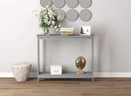 Vista 2 de Safdie & Co. - Mesa consola gris, mesa de entrada de 2 capas, mesas de consola para entrada, uso como mesa de entrada, mesa de sofá o muebles