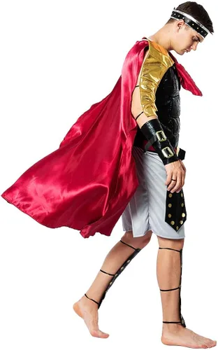 Vista 3 de ReneeCho Disfraz de gladiador romano para hombre disfraz de Halloween para adultos soldado guerrero armadura espartana