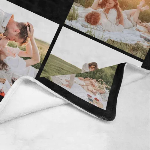 Vista 6 de Manta personalizada con foto, manta de collage personalizada con tu propia imagen, fabricada en Estados Unidos, regalo para ella, él, mujeres