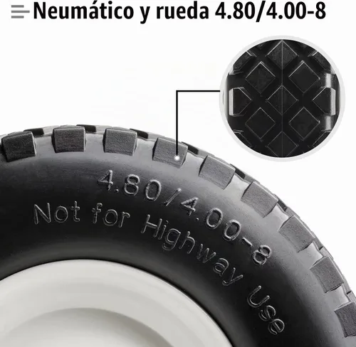 Vista 5 de 16" Neumático plano sin cámara de PU 4.80/4.00-8" sólido con rodamiento de bolas de 3/4" y cubo central de 3"-8", rueda universal para carretilla