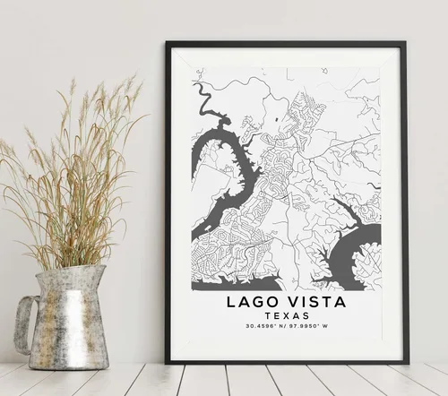 Vista 6 de Mapa de Lago Vista, Texas, Light 2 (24x36)