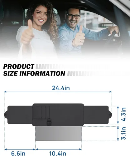 Vista 5 de JoyTutus Extensor de parasol polarizado para automóvil con lente de policarbonato, extensor de visera ajustable antirreflejo, conducción segura
