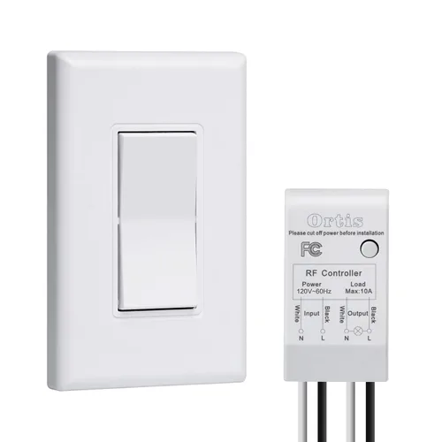 Vista 10 de Kit de interruptor de luz inalámbrico y receptor, interruptores de pared inalámbricos Ortis con rango RF de 300 pies para luces, ventiladores