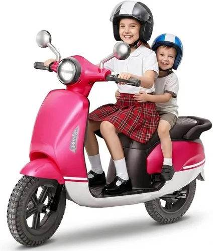 Vista 6 de Motocicleta eléctrica para niños de 24 V, scooter de 2 plazas para niños de Azul