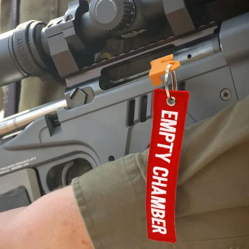 Vista 2 de Bandera de seguridad de cámara para rifle, pistola, pistola de escopeta, 6 banderas de seguridad de cámara con 6 etiquetas rojas brillantes