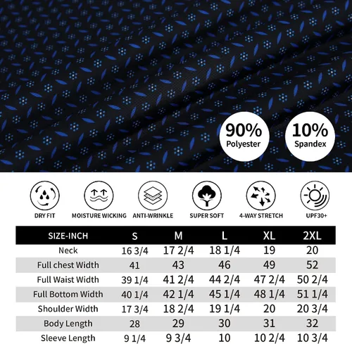 Vista 6 de Camisas de golf para hombre, secado rápido, manga corta, estampado de manga corta, que absorbe la humedad