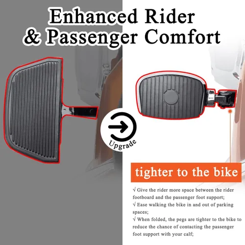 Vista 2 de FOVPLUE Mini estribo de pasajero, estriberas de pasajero con kit de montaje para Harley Touring 1993-2025, para CVO Electra Glide Road Glide Road
