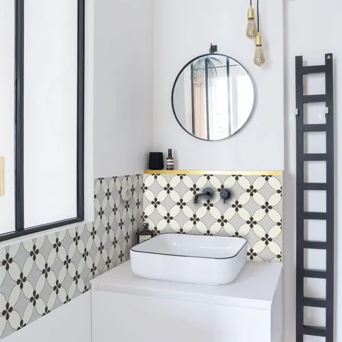 Vista 43 de Alwayspon 12 calcomanías de azulejos de pared retro florales mate para transferir, despegar y pegar, calcomanías de vinilo autoadhesivas