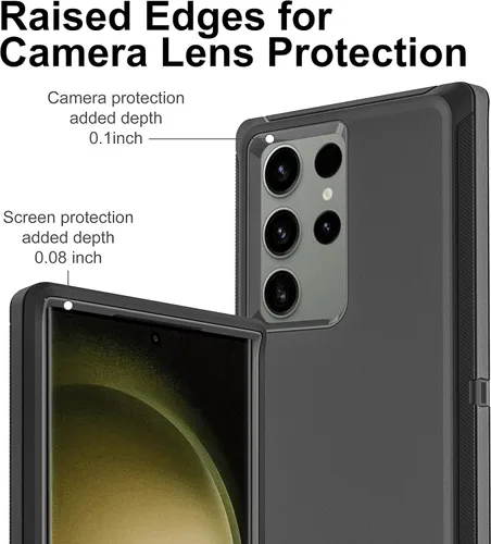 Vista 3 de Funda para Samsung Galaxy S23 Ultra, S23 Ultra con protector de pantalla de TPU flexible autorreparable [2 unidades], funda resistente 3 en 1